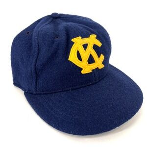 Vintage EBBETS FIELD FLANNELS KC‎ Monarchs Blues Navy Wool Hat Fitted 7 3/8